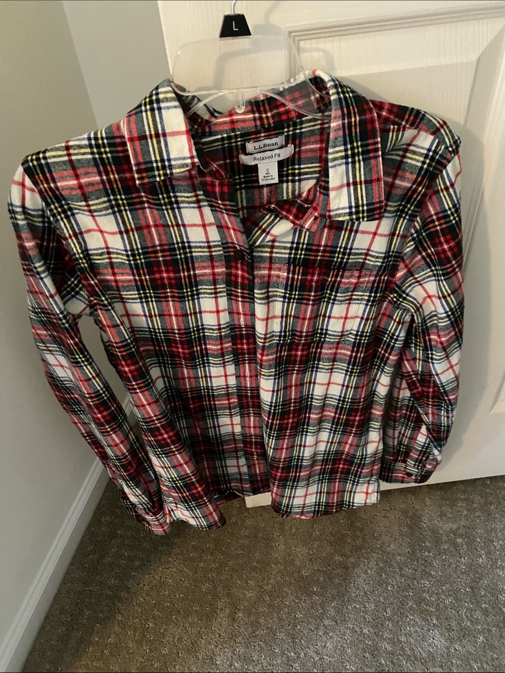 L.L. Bean Red, White & Black Plaid Button-Down Shirt